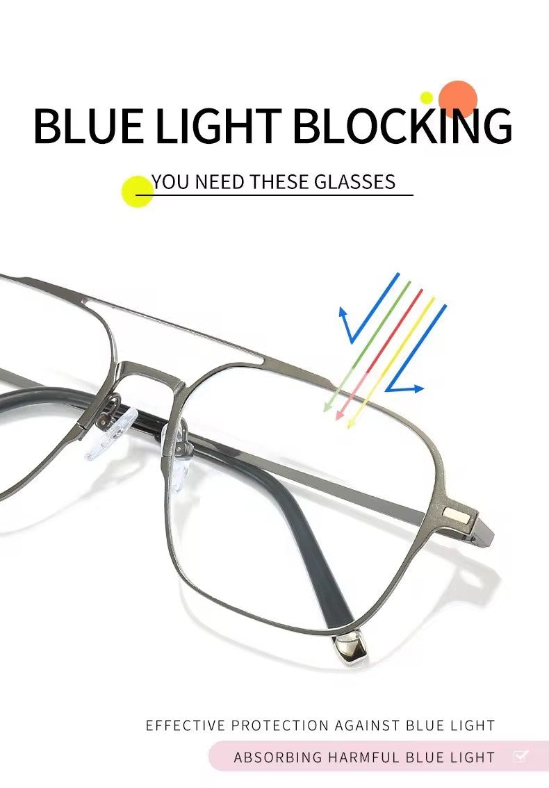 New Metal Square 3 in 1 Magnetic Clip on Glasses Set Polarized Anti Blue Light Sunglasses