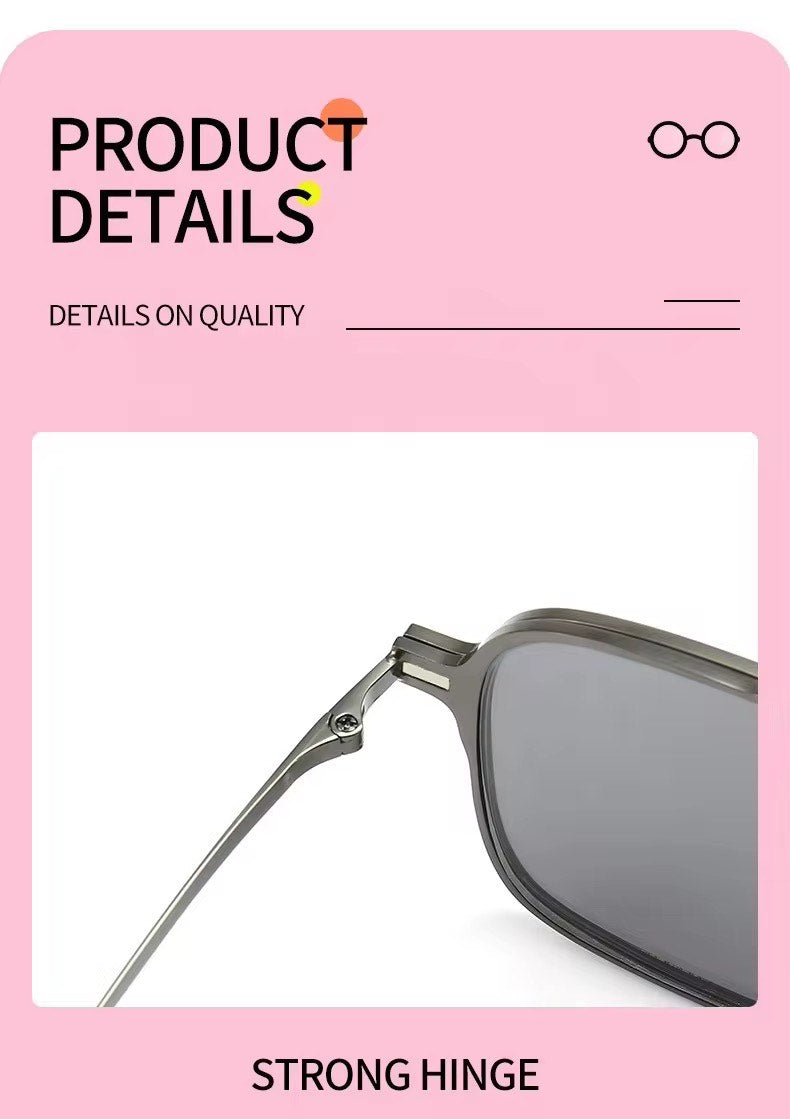 New Metal Square 3 in 1 Magnetic Clip on Glasses Set Polarized Anti Blue Light Sunglasses