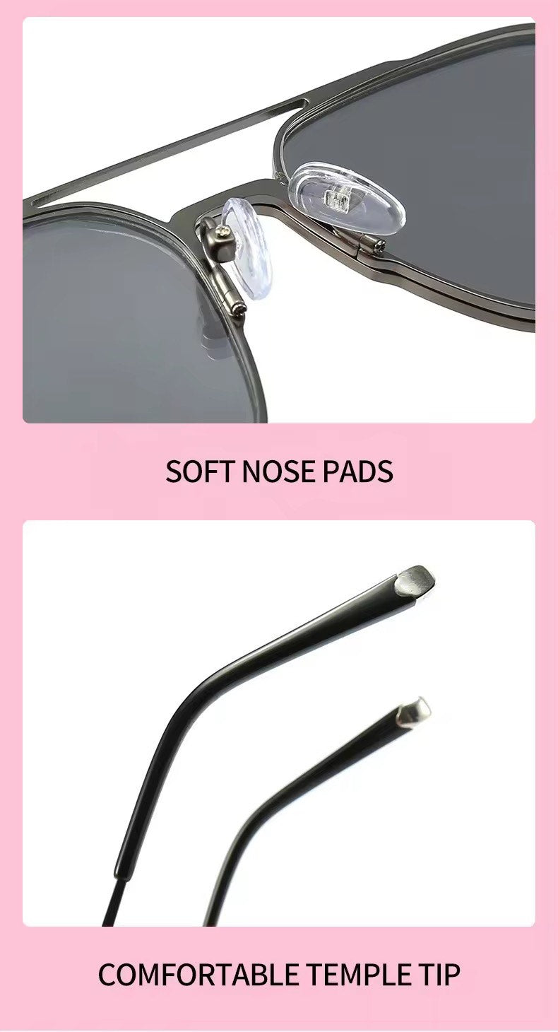 New Metal Square 3 in 1 Magnetic Clip on Glasses Set Polarized Anti Blue Light Sunglasses