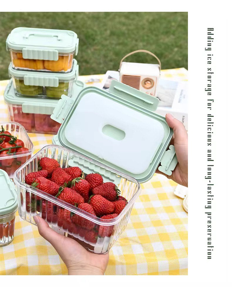 Ultimate 1500ML Portable Fresh-Keeping Box with Ice Maker – Outdoor-Ready, Food-Grade Fruit & Snack Storage Solution