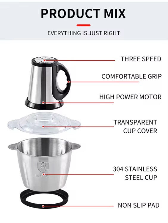 Multifunctional Double Speed 3L Meat Grinder 304 Stainless Steel meat Vegetables Electric Meat Grinder Chopper