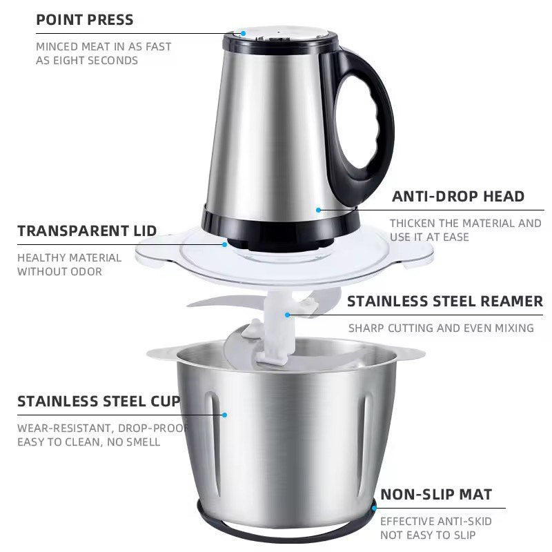 Multifunctional Double Speed 3L Meat Grinder 304 Stainless Steel meat Vegetables Electric Meat Grinder Chopper