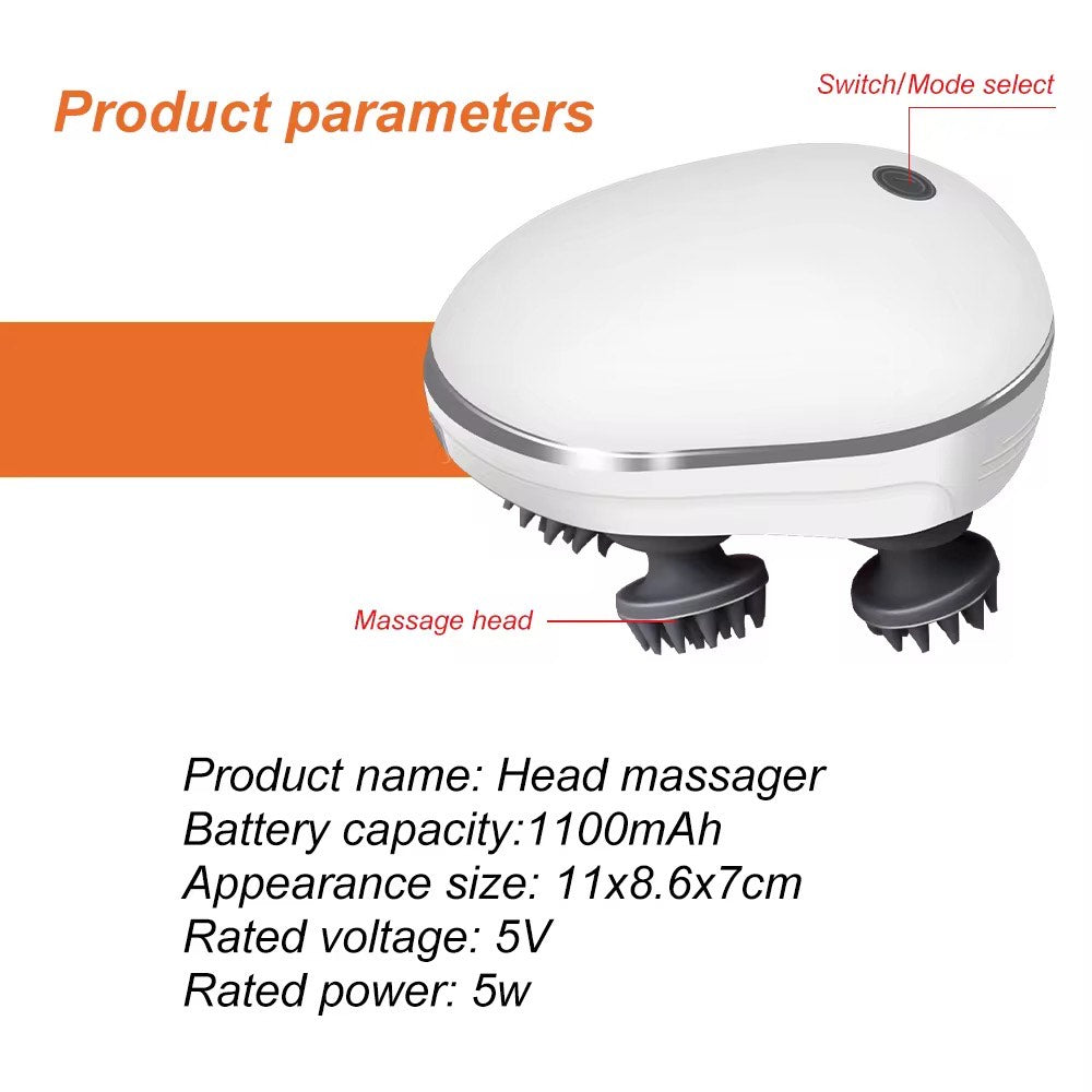 Rechargeable Portable Electric Dragon Claw Hand Scalp Kneading Massage Machine Kneading Vibration Head Massager Red Light Nourishes Hair