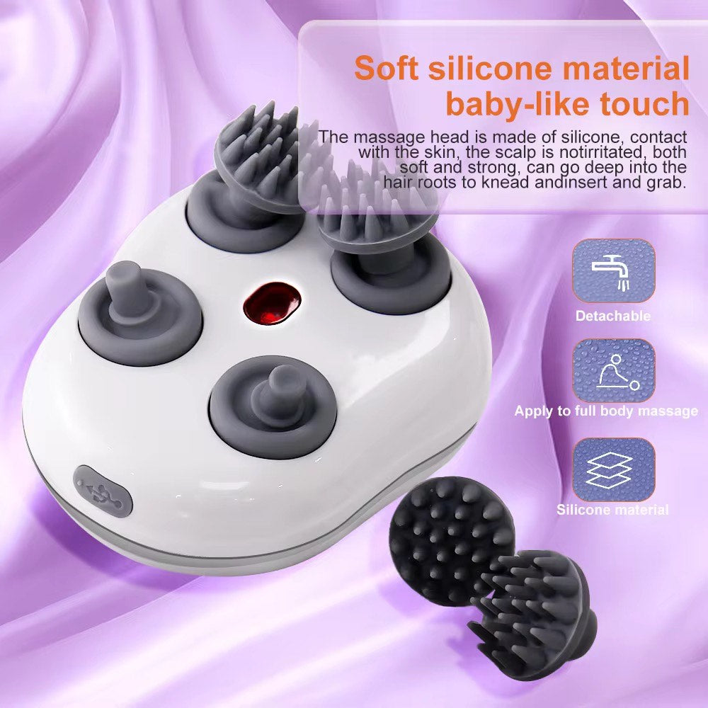 Rechargeable Portable Electric Dragon Claw Hand Scalp Kneading Massage Machine Kneading Vibration Head Massager Red Light Nourishes Hair