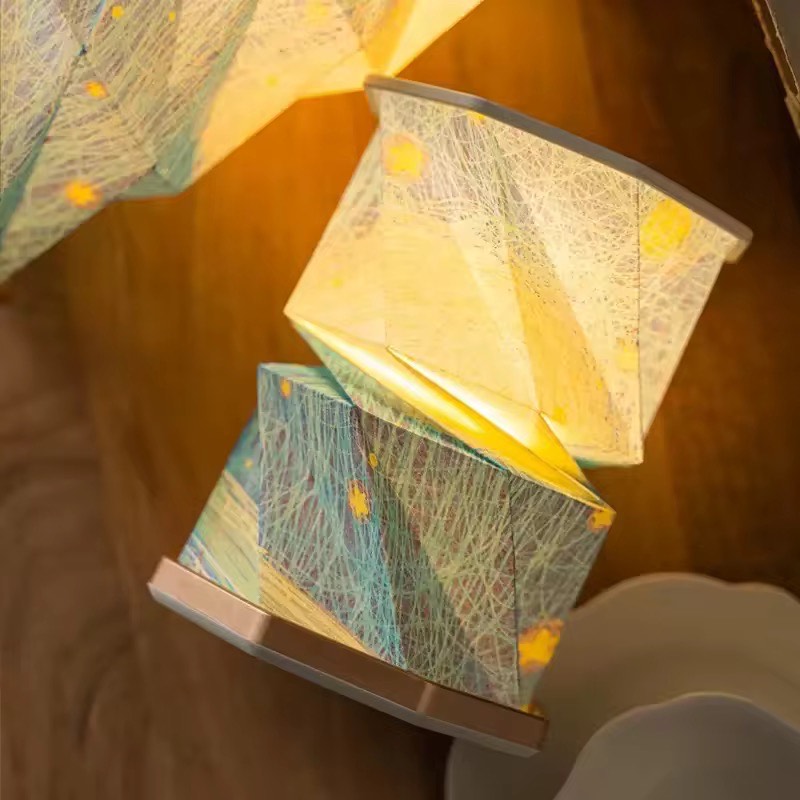 🌙 Portable Cordless Rechargeable Rice Paper Lantern Lamp – Foldable Dimmable Table Light for Cozy Warm Nighttime Ambience