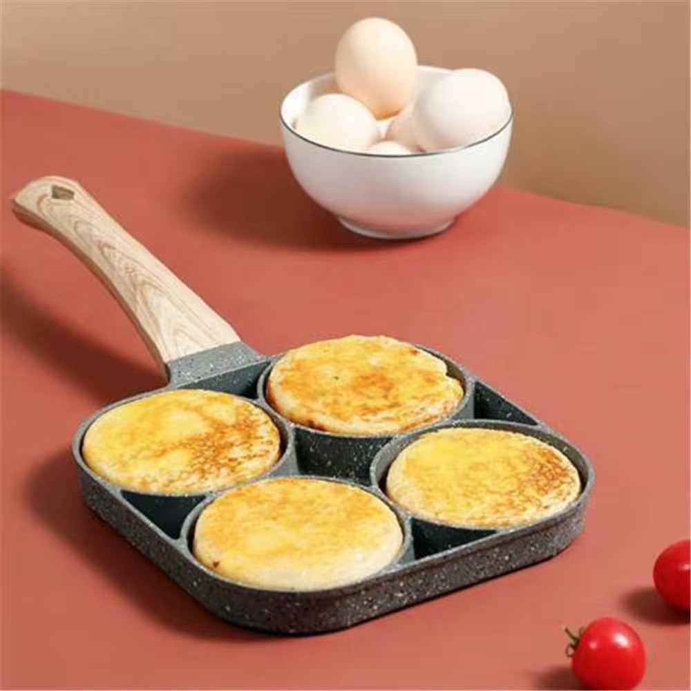 Four Hole Healthy Non-Stick Egg Frying Pan Breakfast Pancake Omelette Kitchen Cookware for all Department