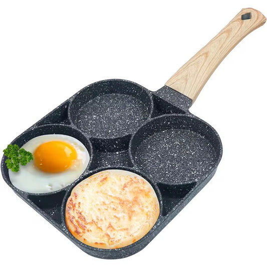 Four Hole Healthy Non-Stick Egg Frying Pan Breakfast Pancake Omelette Kitchen Cookware for all Department