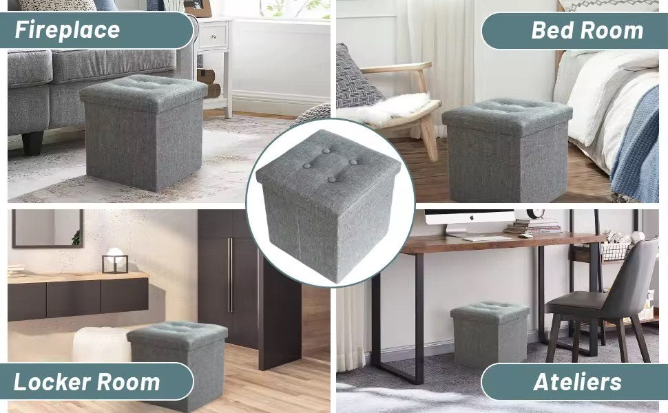 Modern Style Fabric Wooden Folding Storage Stool and Square Ottoman For Bedroom Durable Home Decor Versatile Organization Solution For Bedroom in Hotels Living Rooms and Apartments