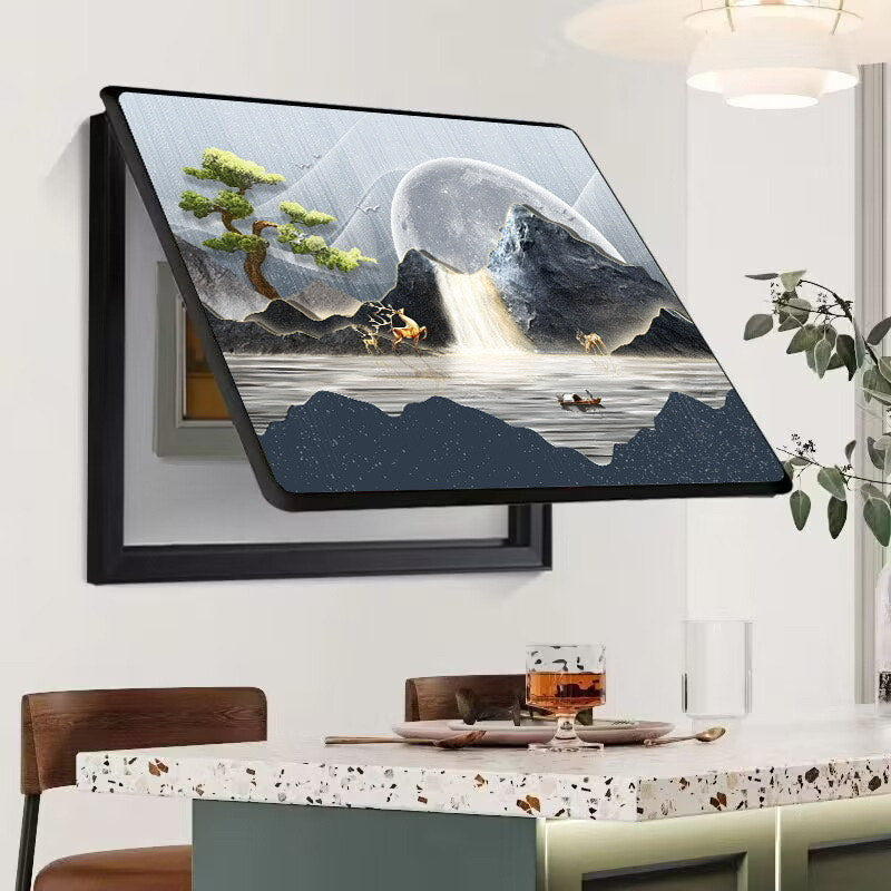 Modern Art Canvas Crystal Porcelain Meter Box Decorative Wall Painting With Hydraulic Stand Frame Indoor Distribution Mater Box Covering Frame
