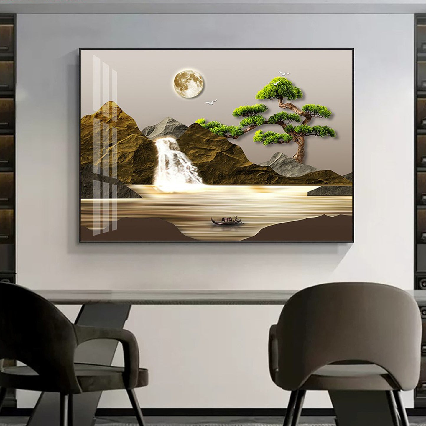 Modern Art Canvas Crystal Porcelain Meter Box Decorative Wall Painting With Hydraulic Stand Frame Indoor Distribution Mater Box Covering Frame