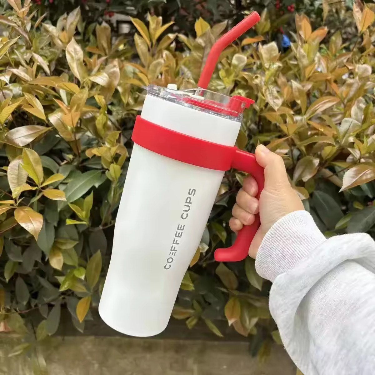 Modern 40oz Large Capacity Stainless Steel Tumbler Multicolor Water Cup Handle Portable Vaccum Insulated Thermos Big mac