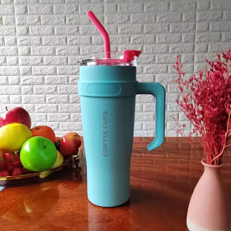 Modern 40oz Large Capacity Stainless Steel Tumbler Multicolor Water Cup Handle Portable Vaccum Insulated Thermos Big mac