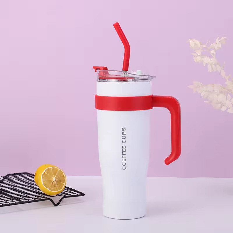Modern 40oz Large Capacity Stainless Steel Tumbler Multicolor Water Cup Handle Portable Vaccum Insulated Thermos Big mac