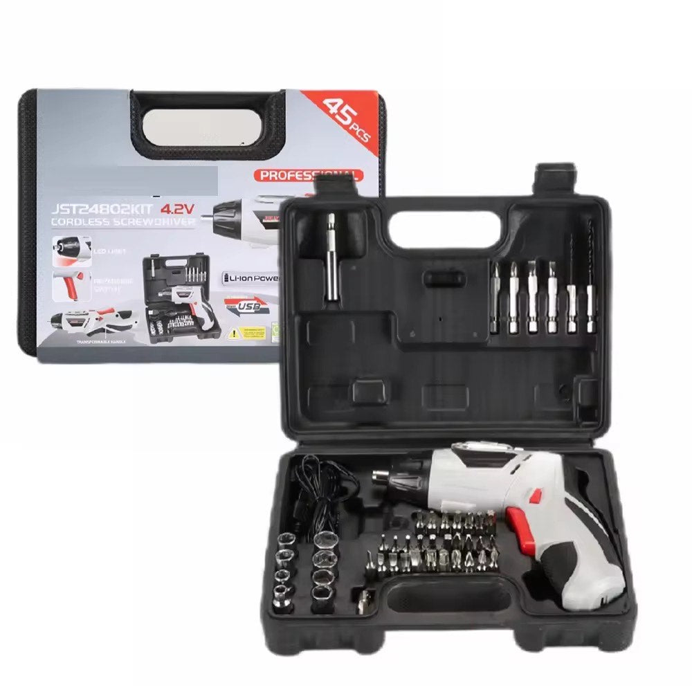 45 Pieces Portable 4.2V Rechargeable Electric Screwdriver Kit Handheld Cordless Power Drivers For Household  Furniture