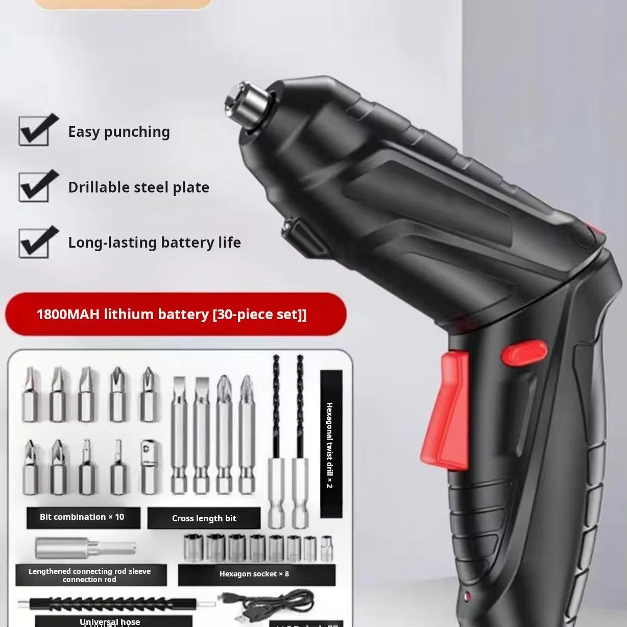 45 Pieces Portable 4.2V Rechargeable Electric Screwdriver Kit Handheld Cordless Power Drivers For Household  Furniture