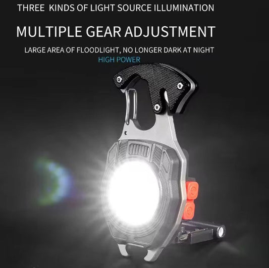 Multifunctional Portable USB Mini Keychain COB Work Lights Steam Repair Light Emergency Camping Light with Bottle Opener Electric Cigarette Lighter Rechargeable Torch Light