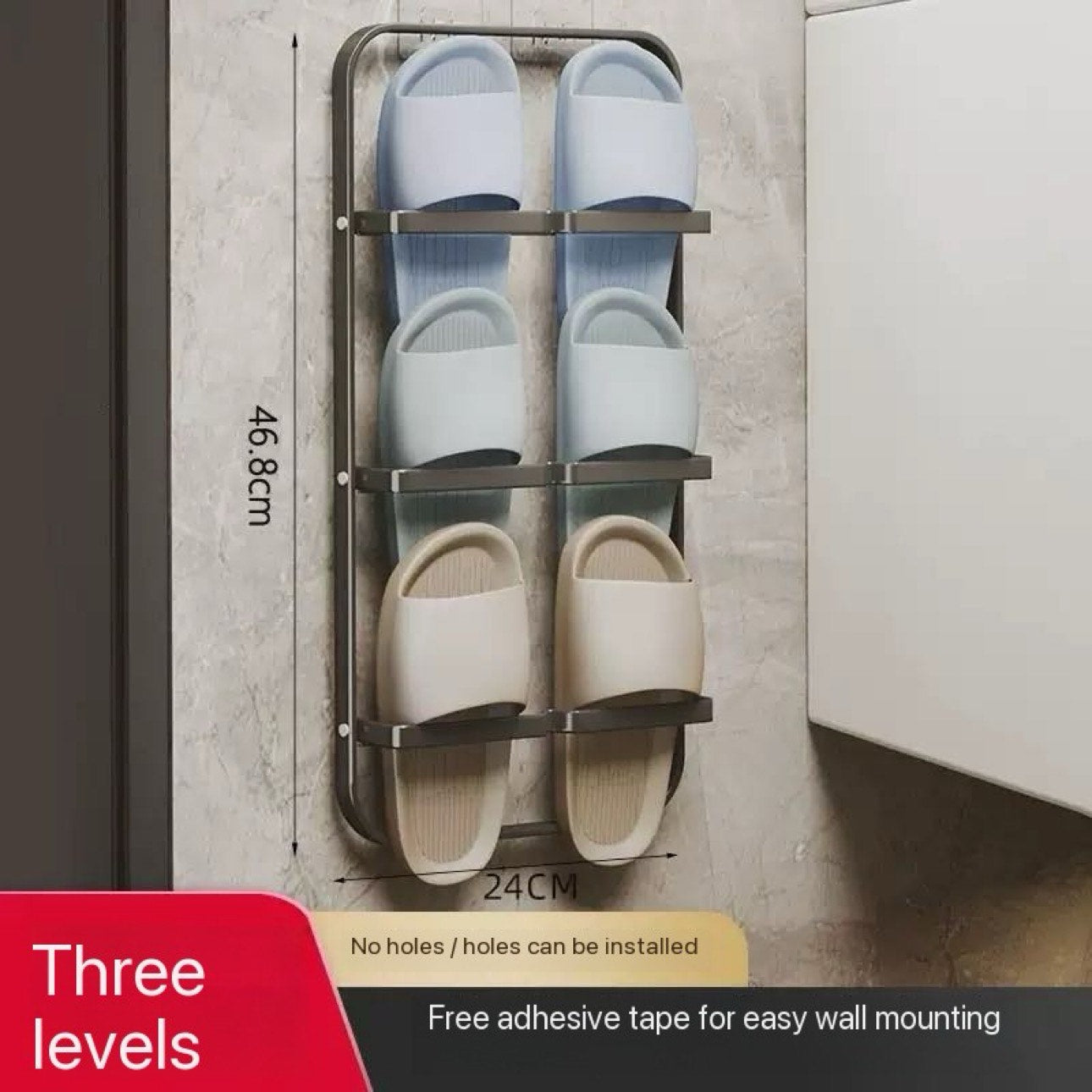 🥿 Modern Simple Metal Slipper Storage Rack – High-Quality Wall-Mounted Organizer for Home, Bathroom & Hotel Use | OEM/ODM Design Available