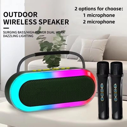 New Rixing NR-8877W RGB Bluetooth Speaker – 30W Portable Sound System with Dual Wireless Microphones