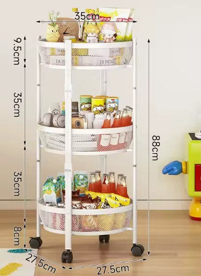 New Foldable Multi-Layer Stainless Steel Small Kitchen Storage Rack Whirlwind Design For Efficient Fruit Vegetable Snack Storage for Living Snacks Household Storage Shelf Seasoning