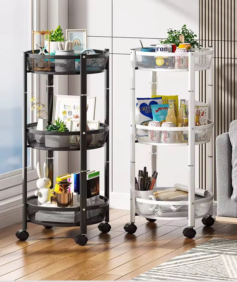 New Foldable Multi-Layer Stainless Steel Small Kitchen Storage Rack Whirlwind Design For Efficient Fruit Vegetable Snack Storage for Living Snacks Household Storage Shelf Seasoning