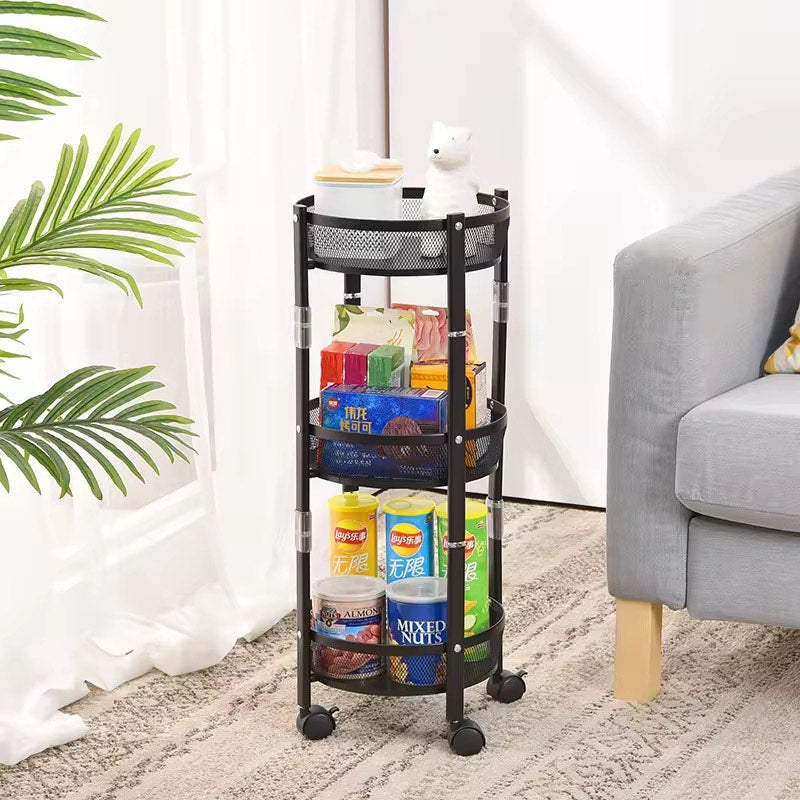 New Foldable Multi-Layer Stainless Steel Small Kitchen Storage Rack Whirlwind Design For Efficient Fruit Vegetable Snack Storage for Living Snacks Household Storage Shelf Seasoning