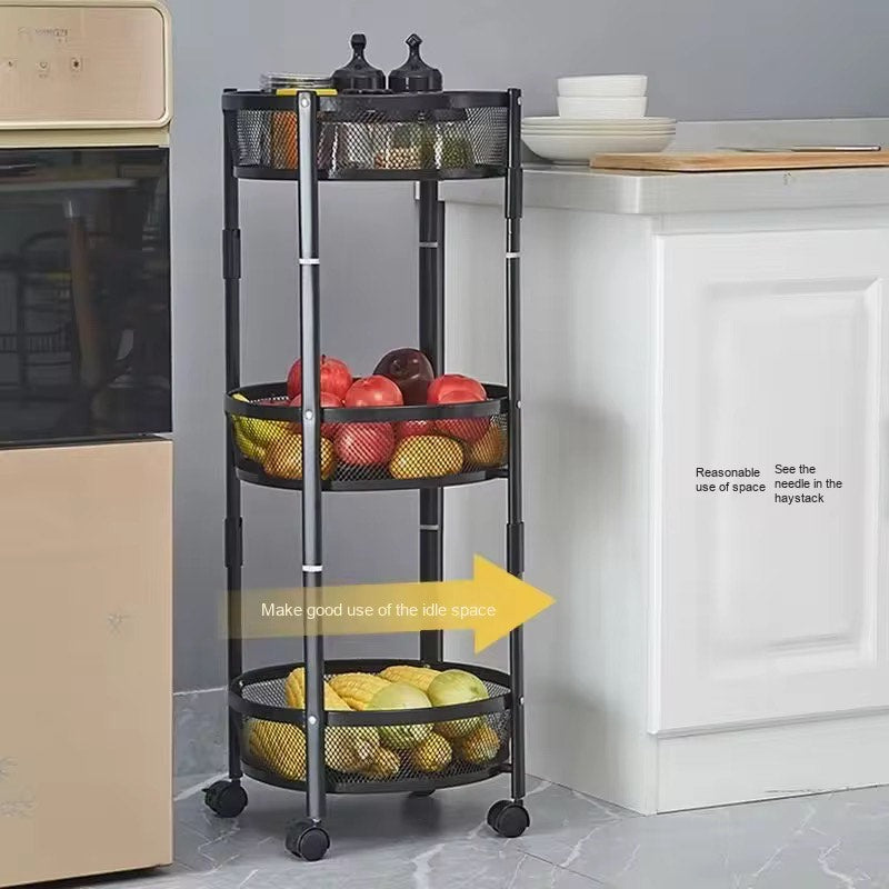 New Foldable Multi-Layer Stainless Steel Small Kitchen Storage Rack Whirlwind Design For Efficient Fruit Vegetable Snack Storage for Living Snacks Household Storage Shelf Seasoning