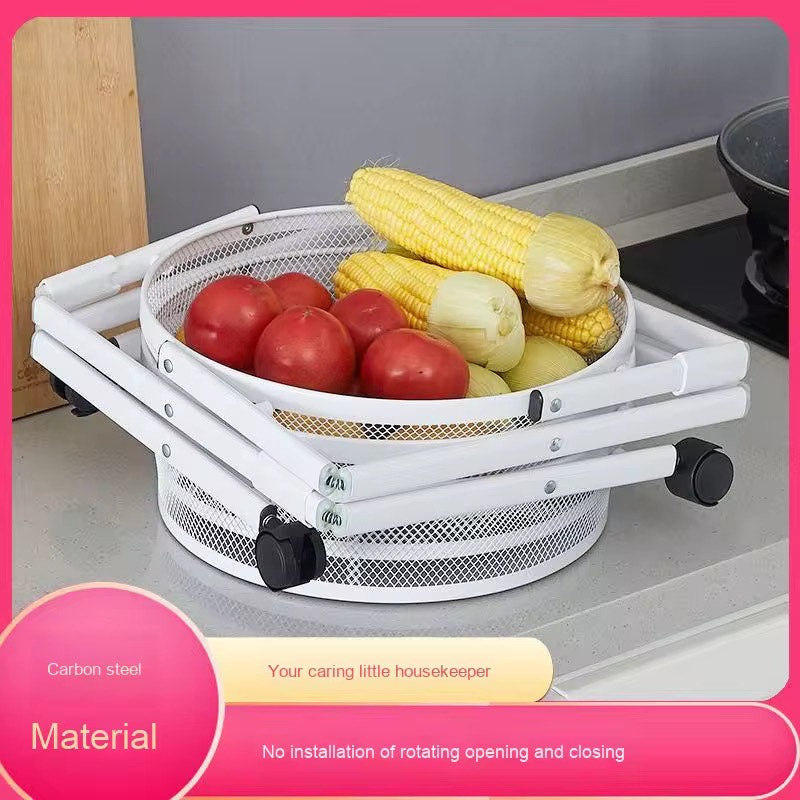 New Foldable Multi-Layer Stainless Steel Small Kitchen Storage Rack Whirlwind Design For Efficient Fruit Vegetable Snack Storage for Living Snacks Household Storage Shelf Seasoning