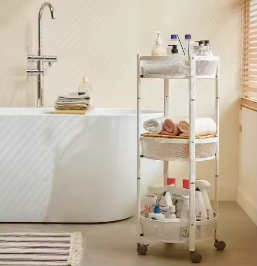 New Foldable Multi-Layer Stainless Steel Small Kitchen Storage Rack Whirlwind Design For Efficient Fruit Vegetable Snack Storage for Living Snacks Household Storage Shelf Seasoning