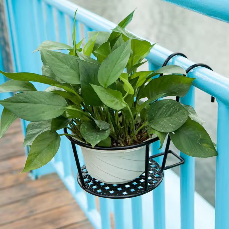 2 pieces Outdoor Balcony Railing Fence Planters Hanging Metal Iron Thicken Steel Baskets Flower Pot Holder