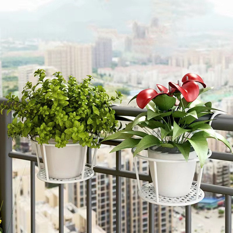 2 pieces Outdoor Balcony Railing Fence Planters Hanging Metal Iron Thicken Steel Baskets Flower Pot Holder