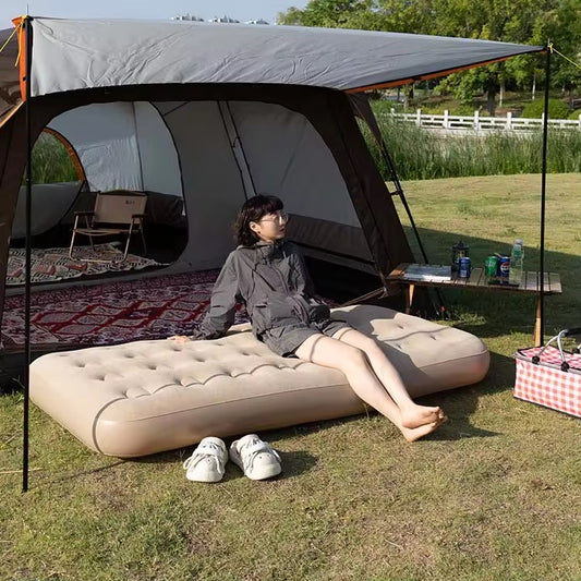 Modern Design Durable Inflatable Air Mattress Built-in Pump PVC Foldable for Outdoor Camping Hiking Beach Trips Bedroom Use