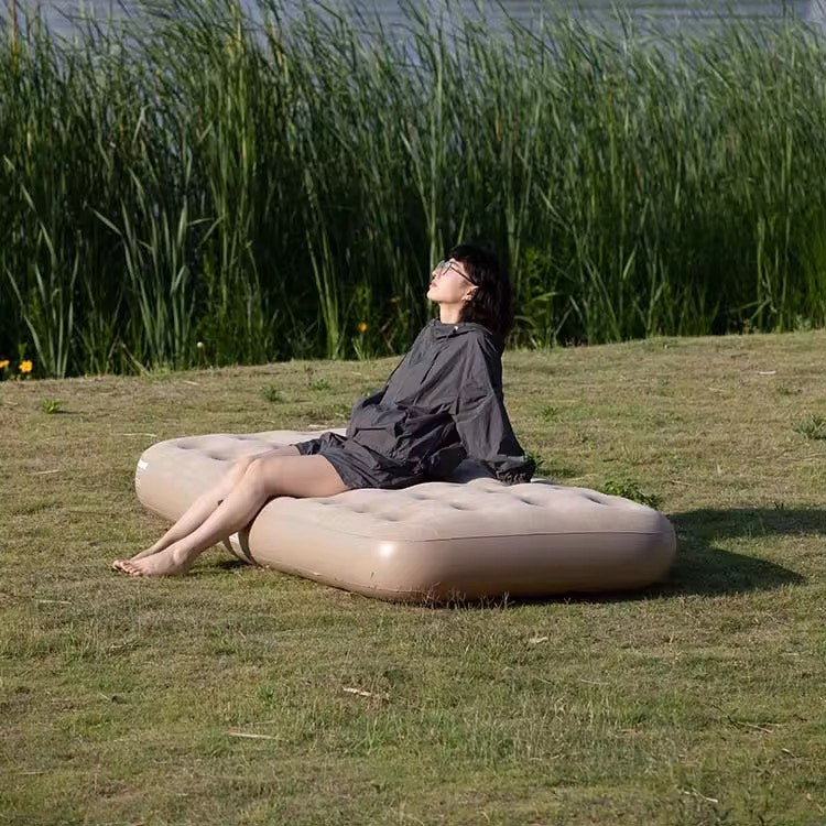 Modern Design Durable Inflatable Air Mattress Built-in Pump PVC Foldable for Outdoor Camping Hiking Beach Trips Bedroom Use