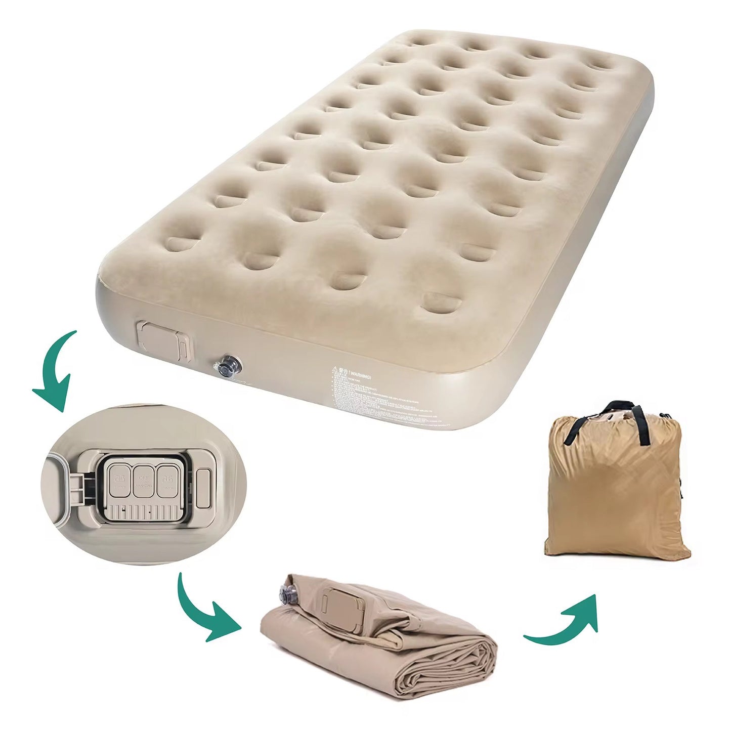 Modern Design Durable Inflatable Air Mattress Built-in Pump PVC Foldable for Outdoor Camping Hiking Beach Trips Bedroom Use