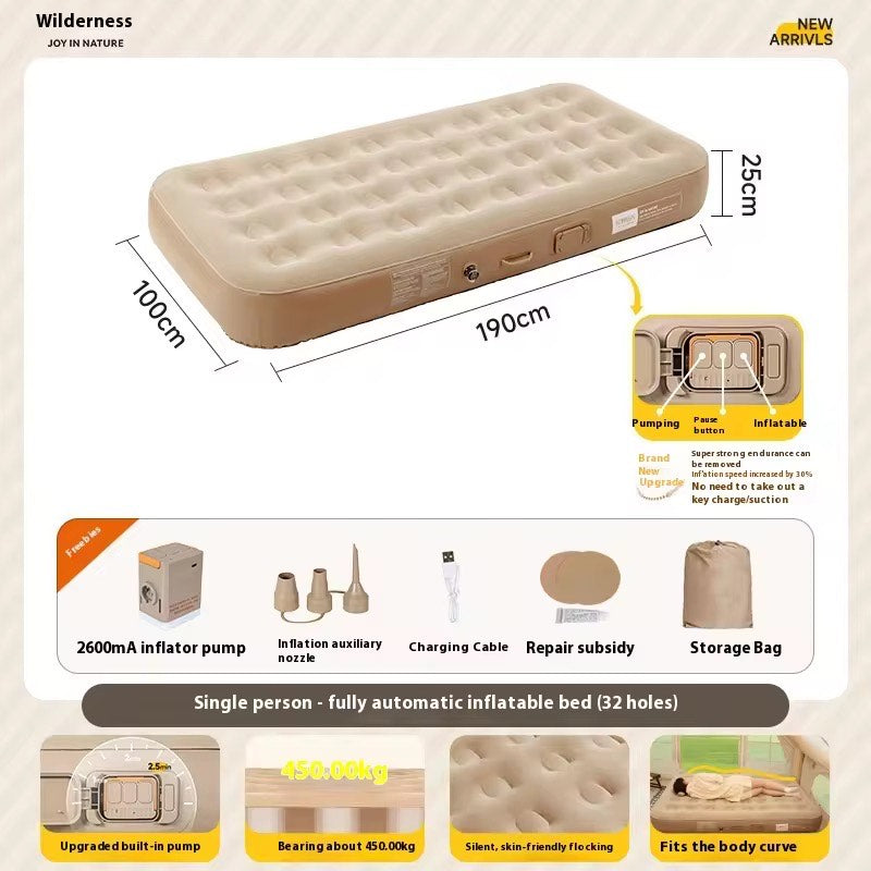 Modern Design Durable Inflatable Air Mattress Built-in Pump PVC Foldable for Outdoor Camping Hiking Beach Trips Bedroom Use